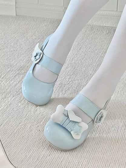 Tenshi Kaiwai Light Blue Lolita Star Wing Mary Jane Shoes