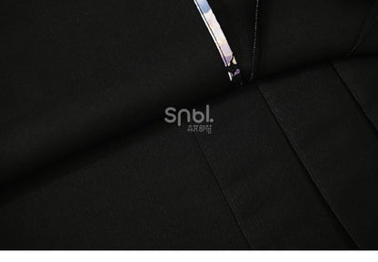Jupe midi plissée style cheongsam motif lapin lune noire