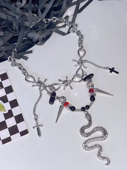 Y2K Snake-shaped Charm Punk Necklace