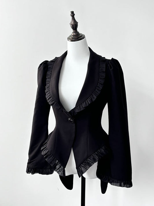 Black Gothic Lolita Butterfly Wings Shaped Hem Blazer