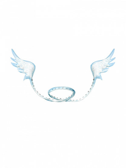 Wings Studded Blue with Chain Choker Detail Angel Outline