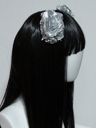 Crown Black/Silver Hairclips Design Ear Decorated Floral Bear