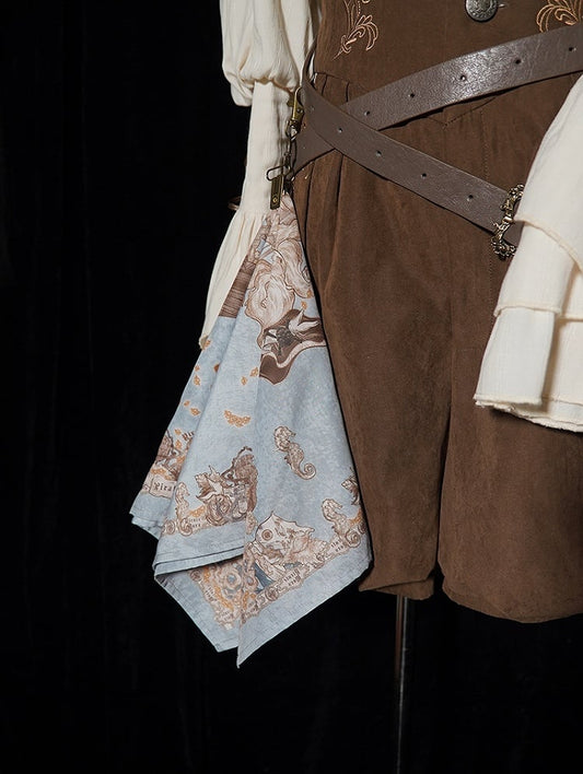 White Red Creamy Kerchief Blue /