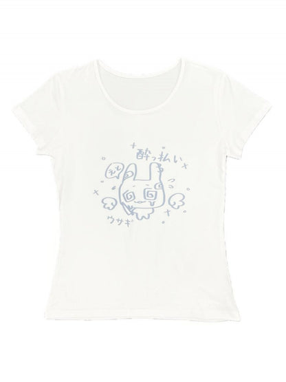 White Gray Graphic T-shirt