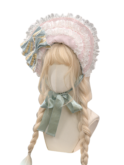 Pink and Blue Lolita Bonnet