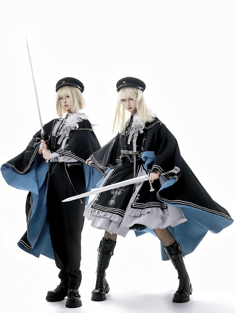 Lolita Military Cape Black Cross Embroidered