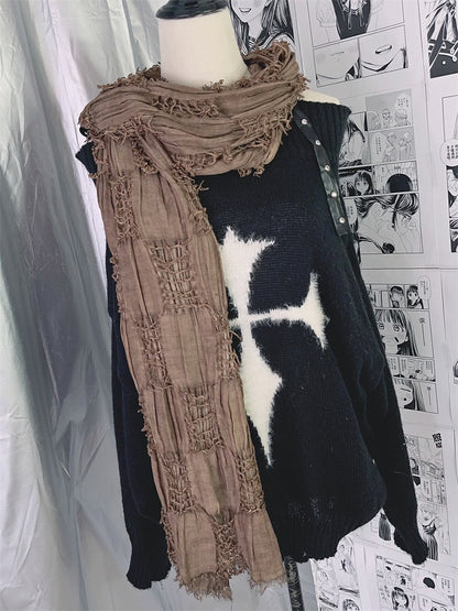 Gray Wasteland Punk Distressed Scarf