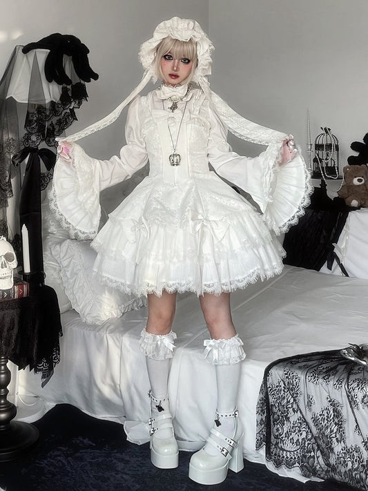 White Bell Sleeves Gothic Lolita Blouse