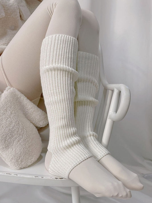 White Lolita Knitted Leg Warmers