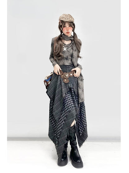 Handkerchief Hem Grey Wasteland Punk Skirt