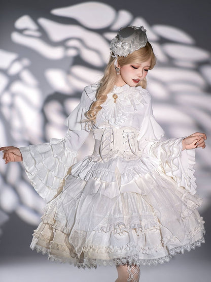 Overlay Handkerchief Shiro Jacquard White Gothic Skirt Lolita
