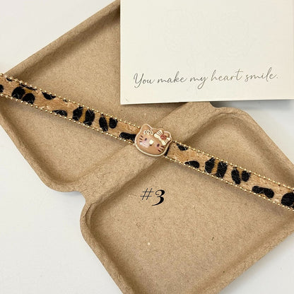 Collier/bague/bracelet/ras-du-cou motif léopard marron