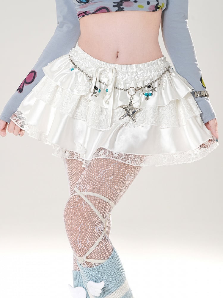 Trim Schmetterling Applikationen Spitze elastische Taille weiß/schwarz