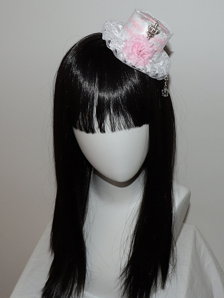 Hat Trim Crown Design Lace Blue/Pink Floral Mini Decorated