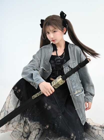 Veste en jean Jupe Polo Unisexe Court