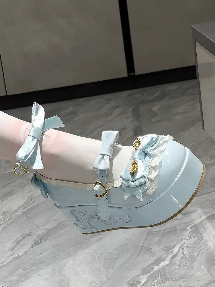 Blue Platforms Sweet Details Decorated Spoon Lolita Bowknot