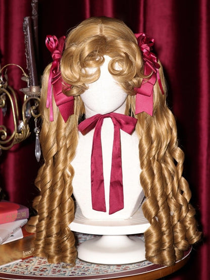 Wig Brown/Brown/Black Clips Short Claw With Double Roman + Ponytail Light Curly Bangs 50CM