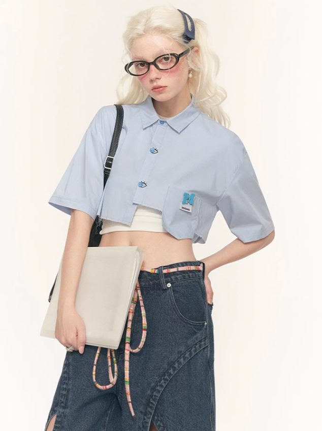 Design Shirt Eye Short Blue Cloak
