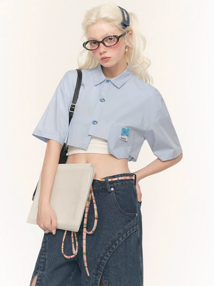 Design Shirt Eye Short Blue Cloak