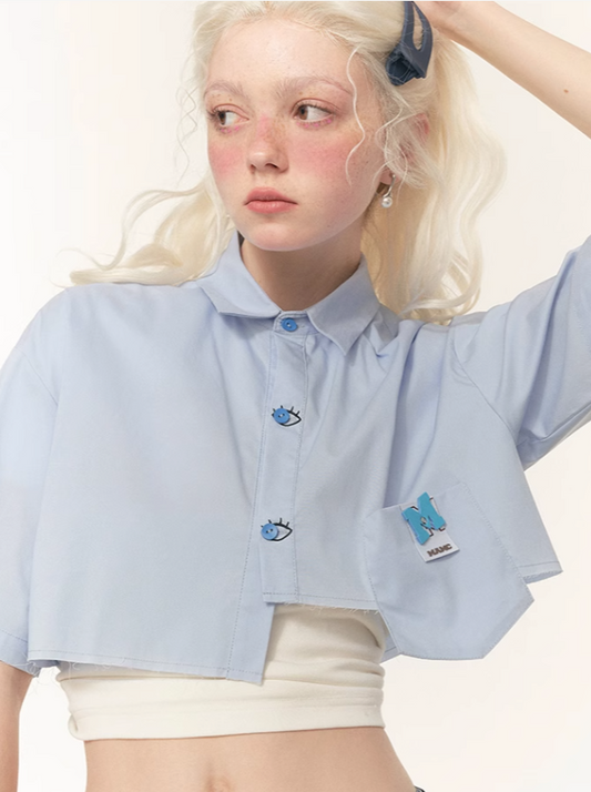 Design Shirt Eye Short Blue Cloak