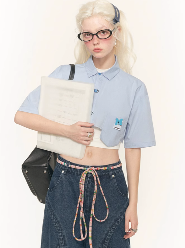 Design Shirt Eye Short Blue Cloak