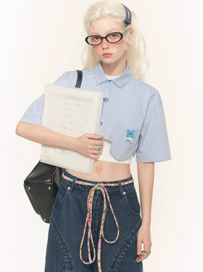 Design Shirt Eye Short Blue Cloak