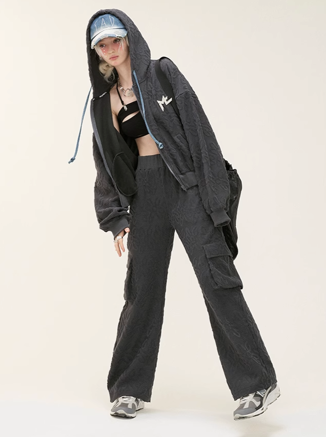 Couple Original Loose Full Print Logo Pants Towel Casual Check