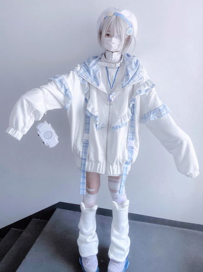 Subculture Check Cat Hoodie Hooded Over Ear