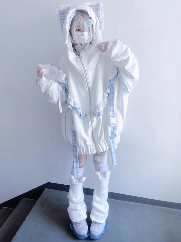 Subculture Check Cat Hoodie Hooded Over Ear