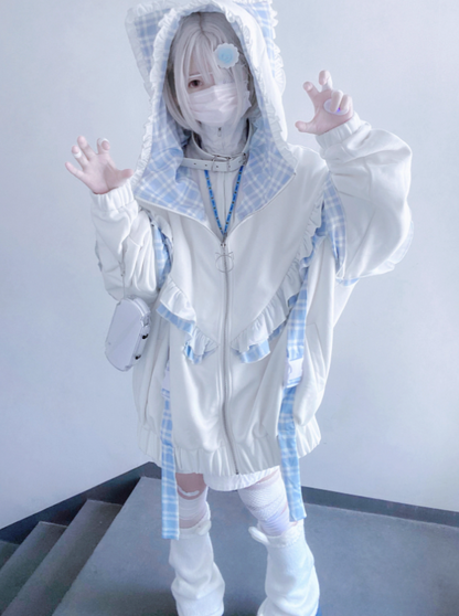 Subculture Check Cat Hoodie Hooded Over Ear