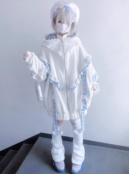 Subculture Check Cat Hoodie Hooded Over Ear