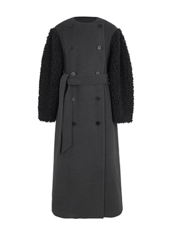Manteau long en laine à épissures foncées