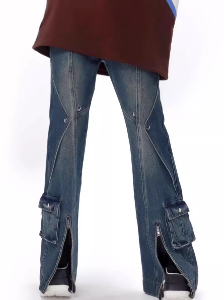 Pantalon Osh en denim à poches rétro fendu