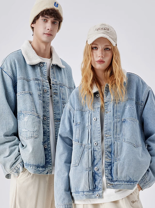 Sherpa-Jacke Denim Blau Hell