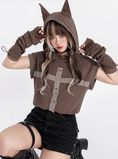 Doberman Top Carbon Sleeveless Hooded