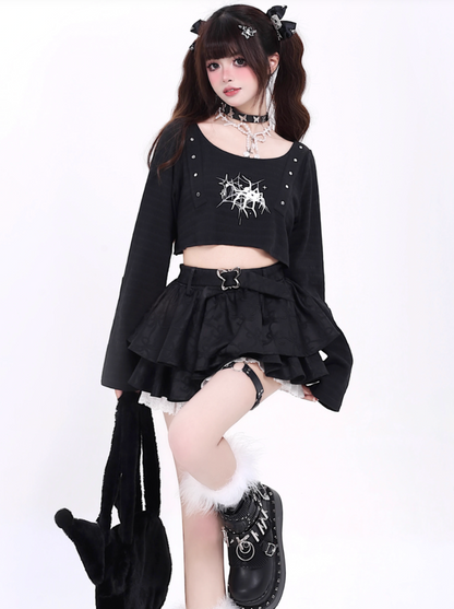 Open Short Girl Dark Top Neck