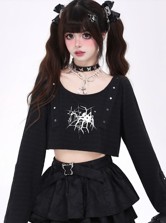 Open Short Girl Dark Top Neck
