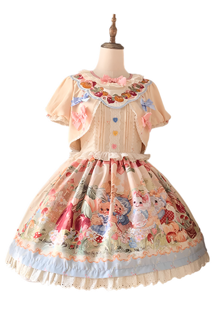 Apron + Reservations Suspender Print Dress Layered Carrot