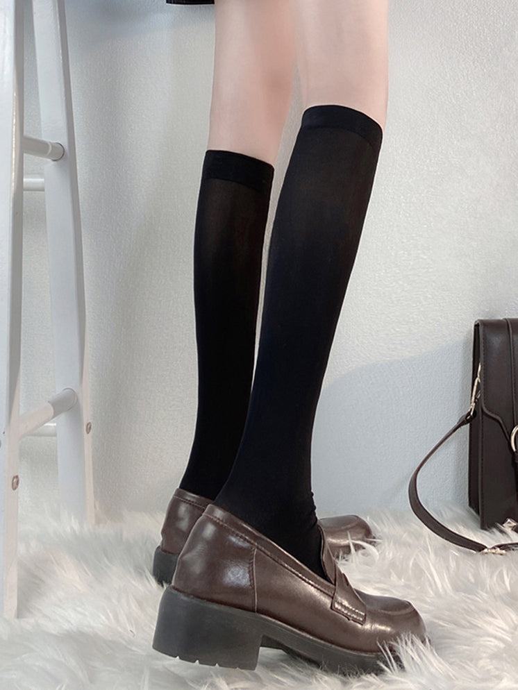 Under-Knee Stockings JK Semi-sheer Uniform Black/White