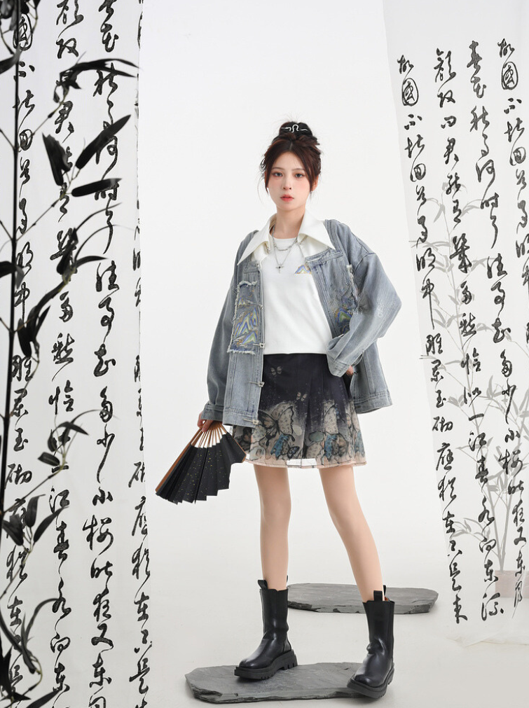 Veste en jean Jupe Polo Unisexe Court