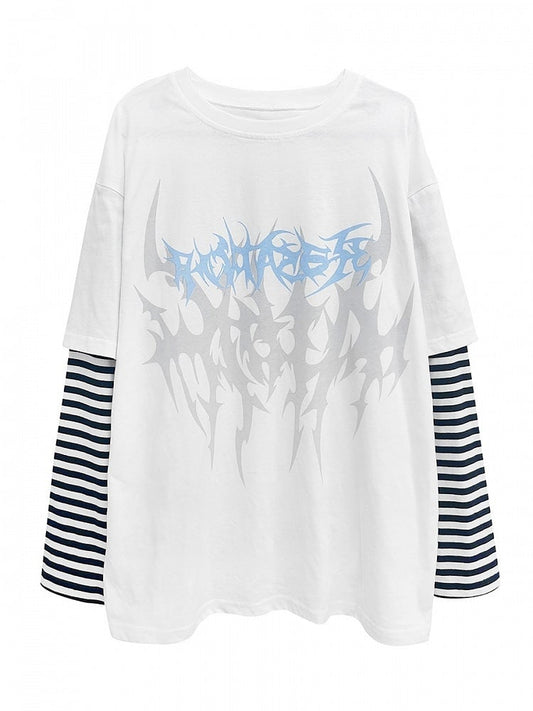 Weißes Fake-T-Shirt mit zweiteiliger Grafik