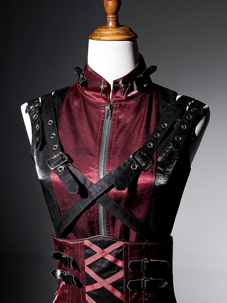 Red Punk Top Black Sleeveless and Fashion