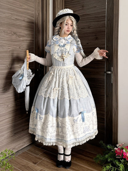 Lolita Skirt and Blue Print Jumper Floral Titmouse