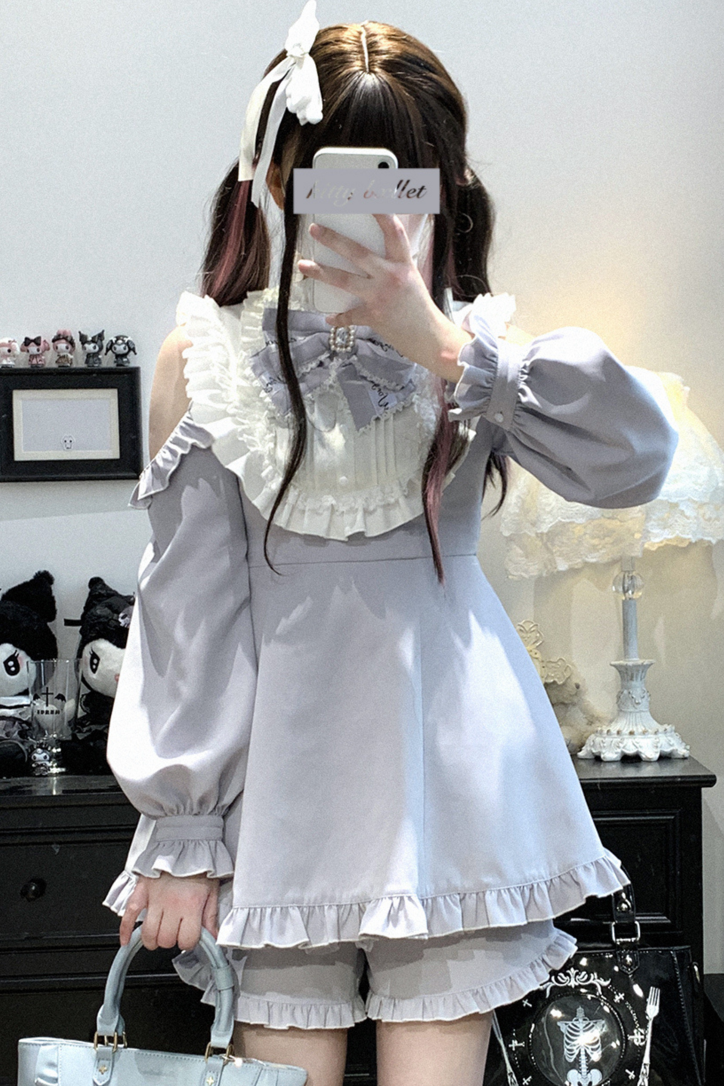Ruffle Princess + Off-Shoulder Top Ribbon Shorts