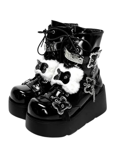 Bone Short Denim Toe Round Small Boots Platform