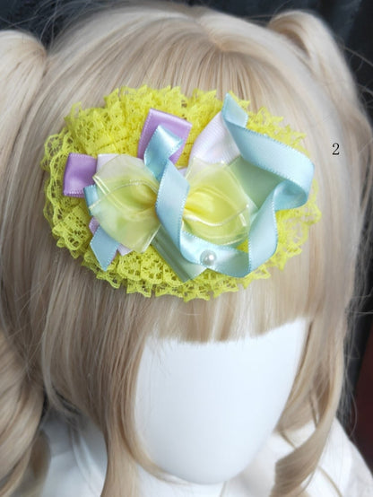 Barrette à cheveux en dentelle avec nœud papillon coloré 3 options