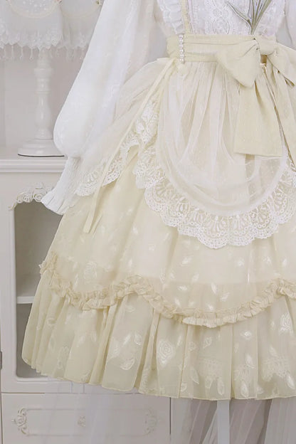 White Embroidery Tulip One Applique and Bodice Piece Yellow