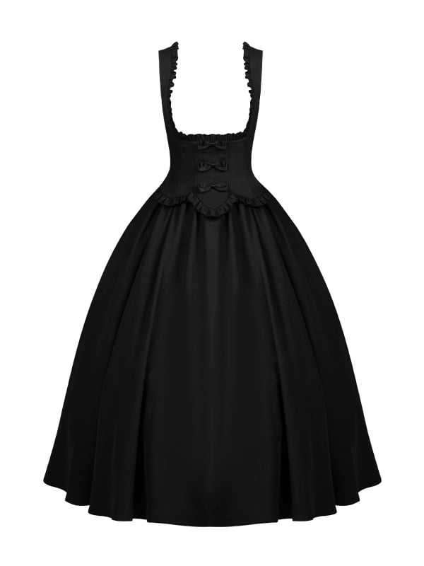 Elegant Bust Jumper Dress Edge Black Ruffle Under Skirt Trimming Classic Lolita Scalloped