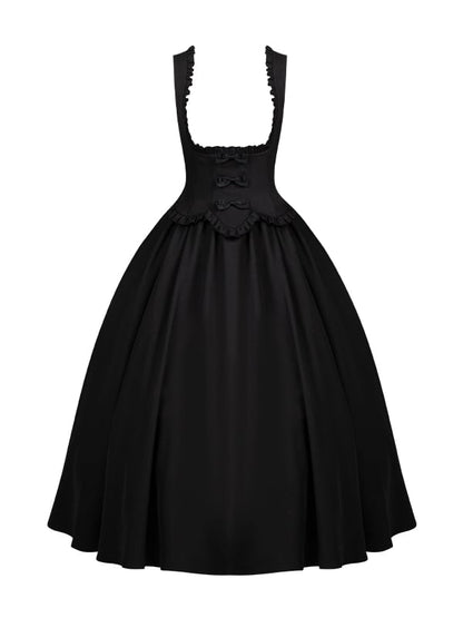 Elegant Bust Jumper Dress Edge Black Ruffle Under Skirt Trimming Classic Lolita Scalloped