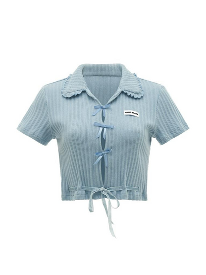 Hot Girl Satin Bow Sweet Short Top